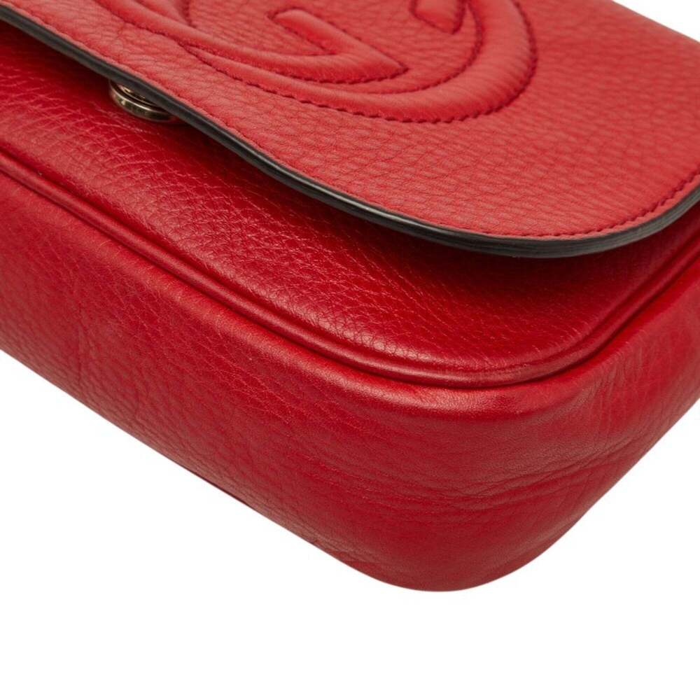 GUCCI Red Leather Shoulder Bag - Picture 4 of 10